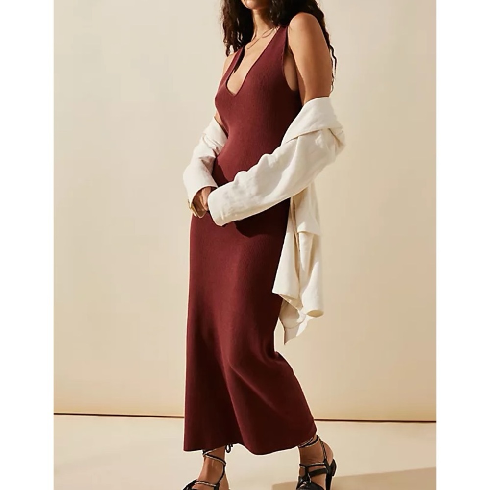 Free People FP Beach Daniela Low-Back Sweater Midi Dress
